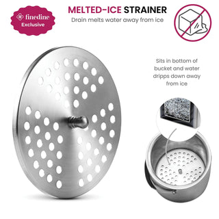 Balde de gelo isolado de aço inoxidável com parede dupla, tampa e pinça de gelo 