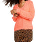 Freshman 1996 Juniors' Fuzzy V-Neck Sweater Orange Size Small