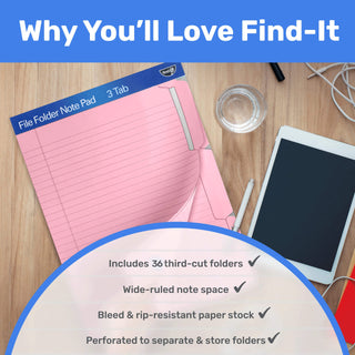 Bloco de notas para pasta de arquivo - Pacote com 12 