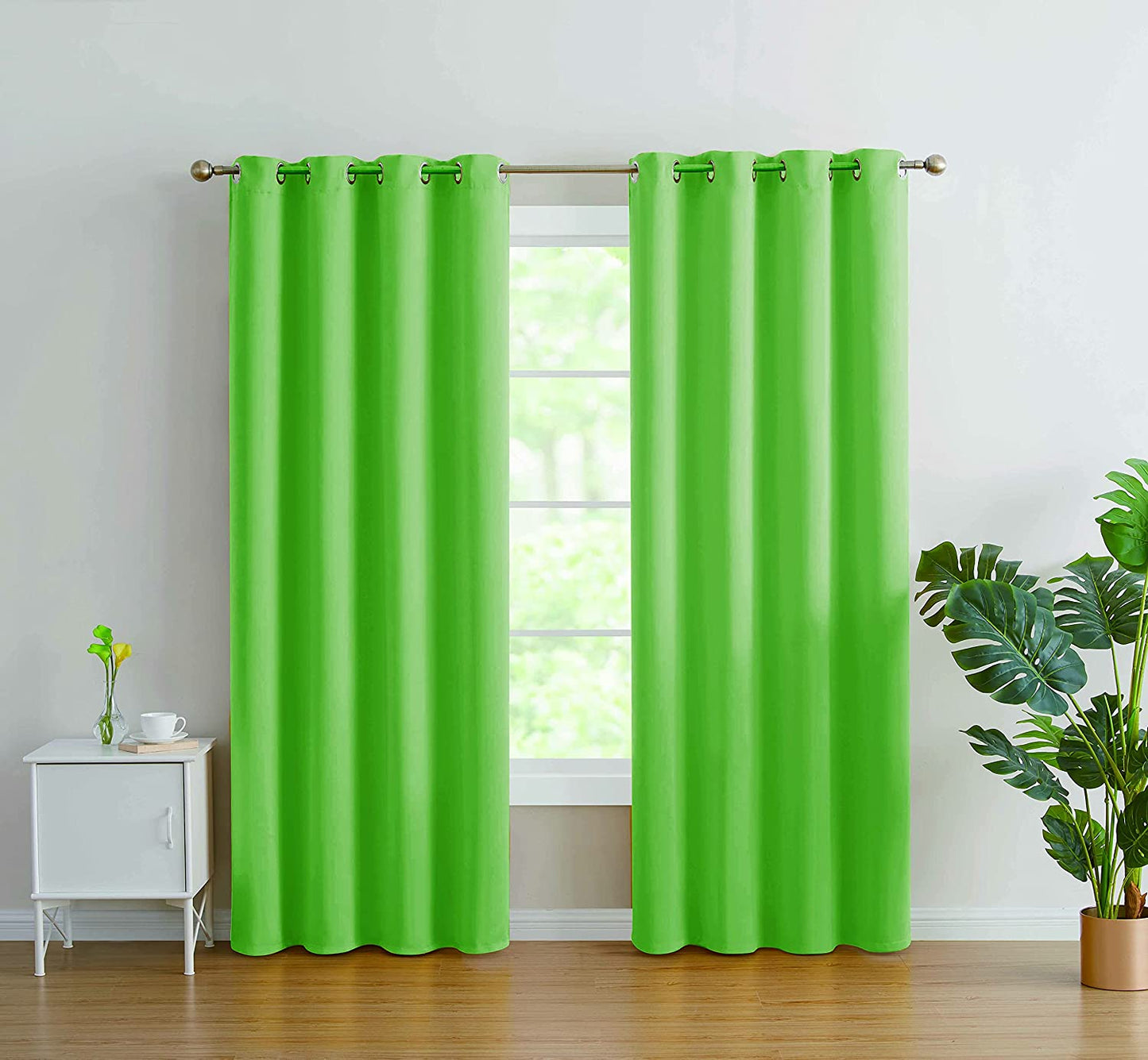 Cortina de janela de seda sintética com ilhós sólidos de 2 painéis J&amp;V TEXTILES com tratamento de 84" de comprimento