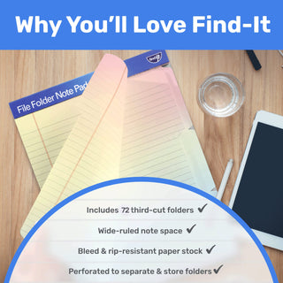 Bloco de notas para pasta de arquivo - Pacote com 12 