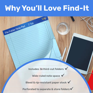 Bloco de notas para pasta de arquivo - Pacote com 12 