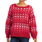 American Rag Juniors' Textured Sweater Color Chili Pepper Sz L