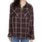 Sanctuary Womens New Generation Boyfriend Shirt, Maroon, Size Small