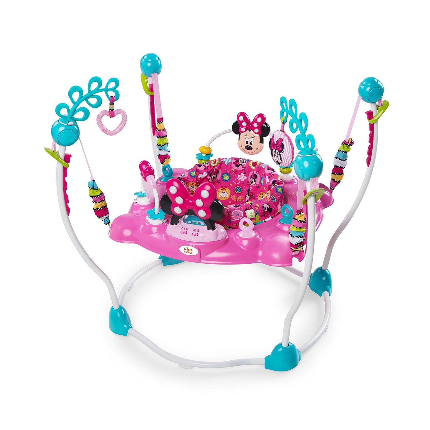 Bright Starts Disney Baby MINNIE MOUSE PeekABoo Baby Activity Center Jumper with 8 Toys Lights  Sounds 360Degree Seat 612 Months PinkBlue