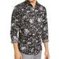 INC Mens Big & Tall Miguel Woven Printed Button-Down Shirt Black 3XB