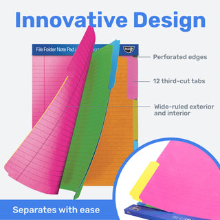 Bloco de notas para pasta de arquivo - Pacote com 12 