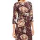 Vince Camuto Women's Sequined Floral 3/4 Sleeve Jewel Neck Short Evening Dress Red Size 12