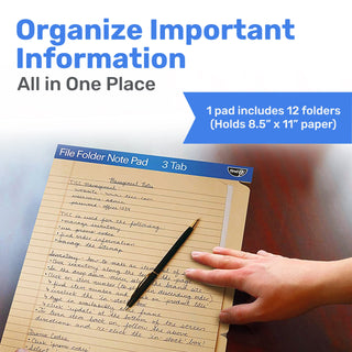 Bloco de notas para pasta de arquivo - Pacote com 12 