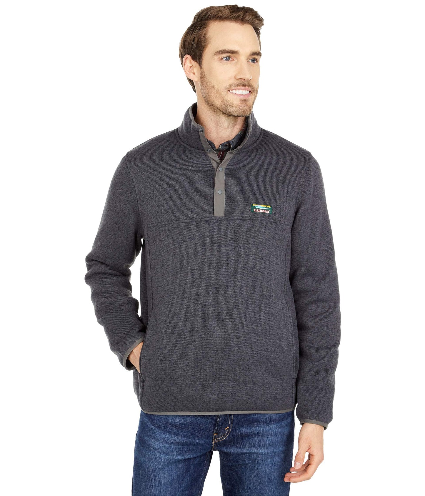 Bean's Sweater Fleece Pullover Men's Regular - Charcoal Gray Heather / XL