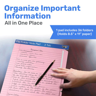 Bloco de notas para pasta de arquivo - Pacote com 12 