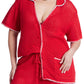 ELOQUII Women's Plus Size Crochet Sweater Tee - 18/20, Flame Scarlet