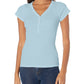 GUESS womens Short Sleeve V-neck Henley Shirt, Bleached Blue, X-Small US