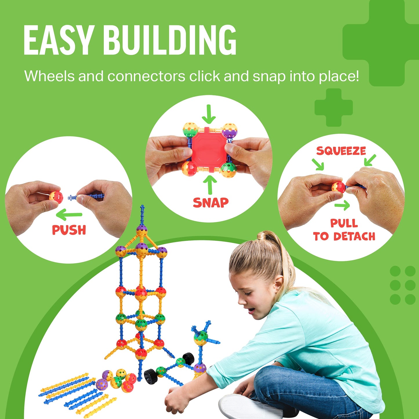 Kit de blocos de construção educativos - 176 peças (idades de 4 a 8 anos) 