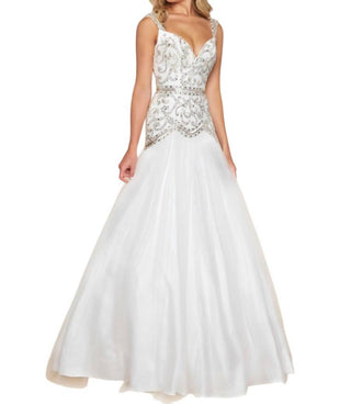 Mac Duggal - Vestido de baile com corpete evasê evasê com contas