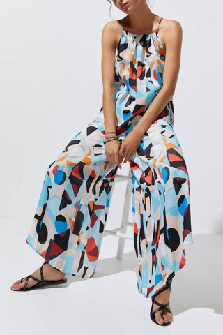 By Anthropologie - Silky Sleeveless Printed Jumpsuit