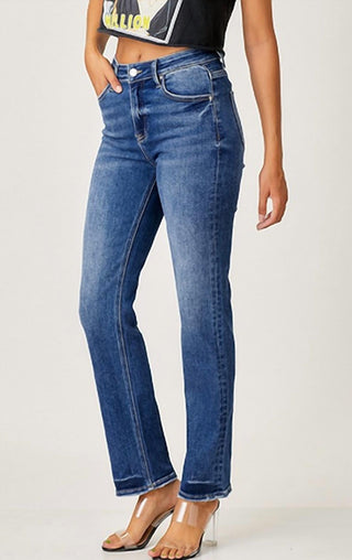 Risen - Calça Jeans Slim Relaxed Straight de Cintura Média