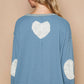 Pol - Round Neck Long Sleeve Thermal Knit Patch Top