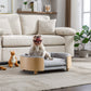 Scandinavian Style Elevated Dog Bed Pet Sofa Velvet Cushion Mid Size Light Grey
