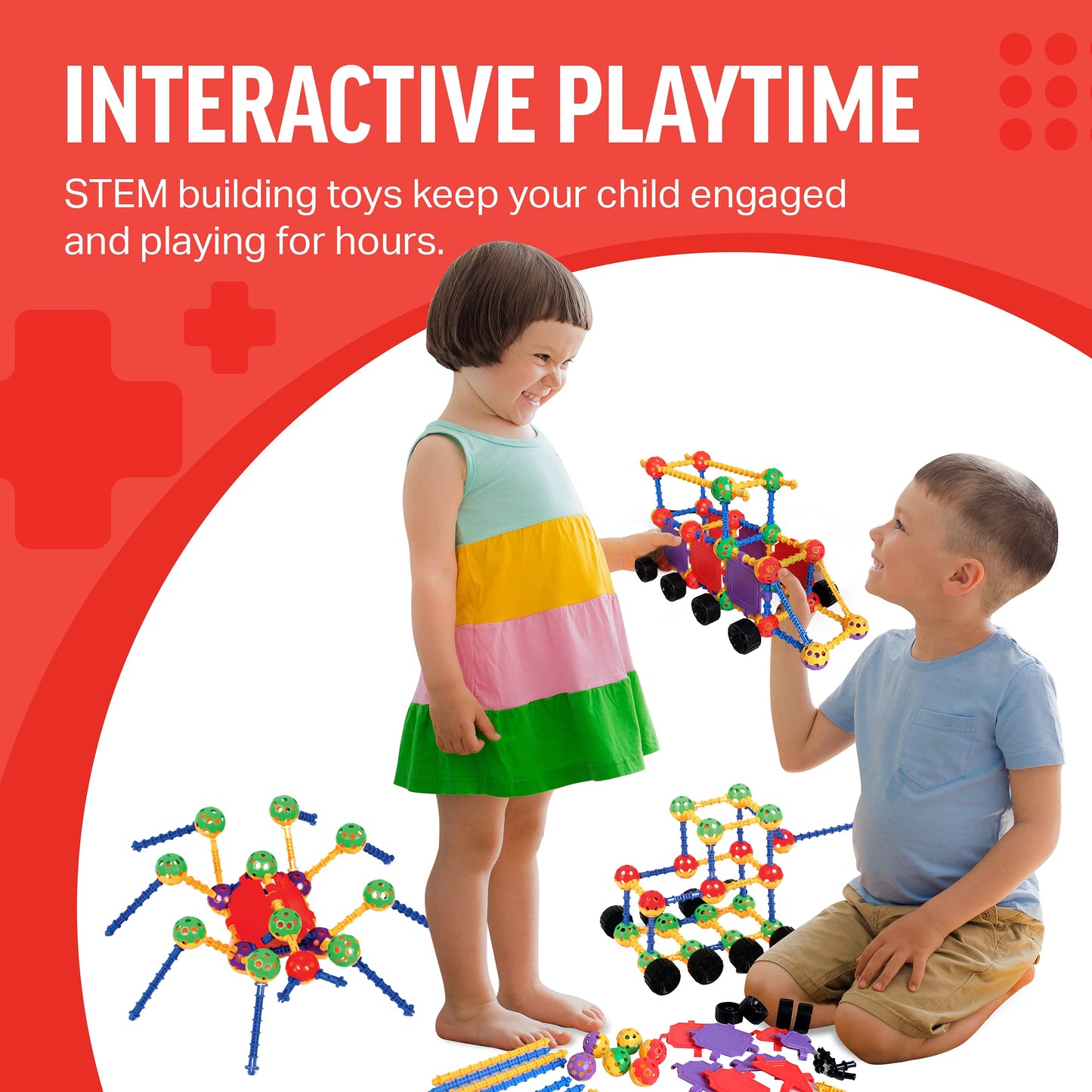 Kit de blocos de construção educativos - 176 peças (idades de 4 a 8 anos) 
