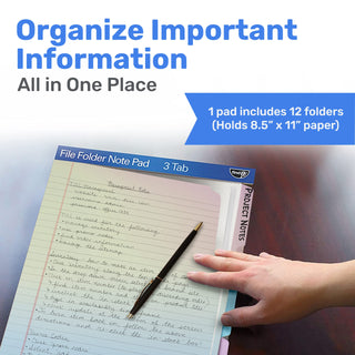 Bloco de notas para pasta de arquivo - Pacote com 12 