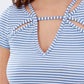 Free People - Stripe Cut Out Short Sleeve Tee
