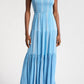 Elan - Embroidered Stripe Tiered Dress