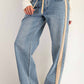 Ee:Some - Mineral Washed Drawstring Side Stripe Jeans