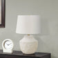 Modern Cream Concrete Table Lamp with Ivory Shade