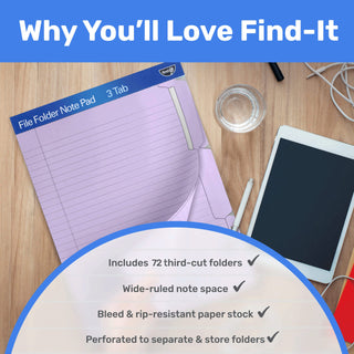 Bloco de notas para pasta de arquivo - Pacote com 12 