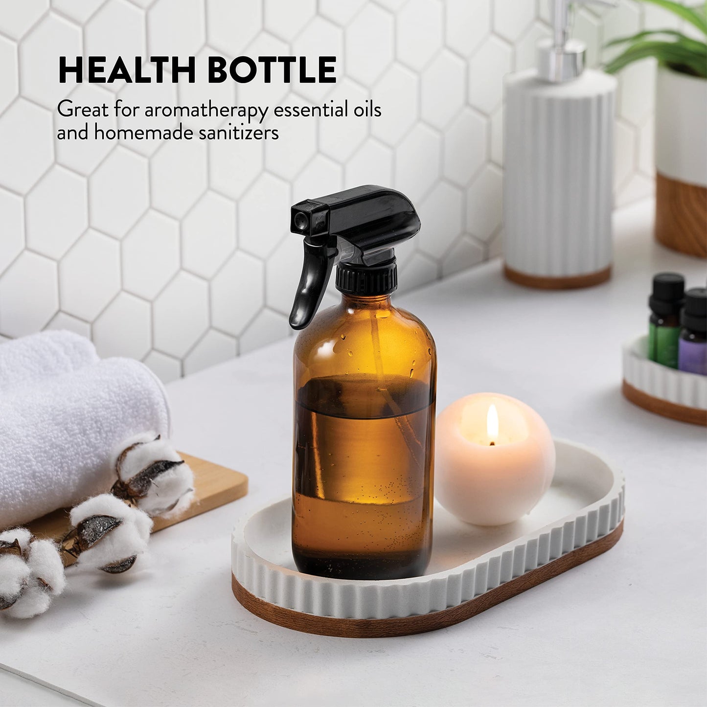 Frascos de spray de vidro - 16 oz, pacote com 2 