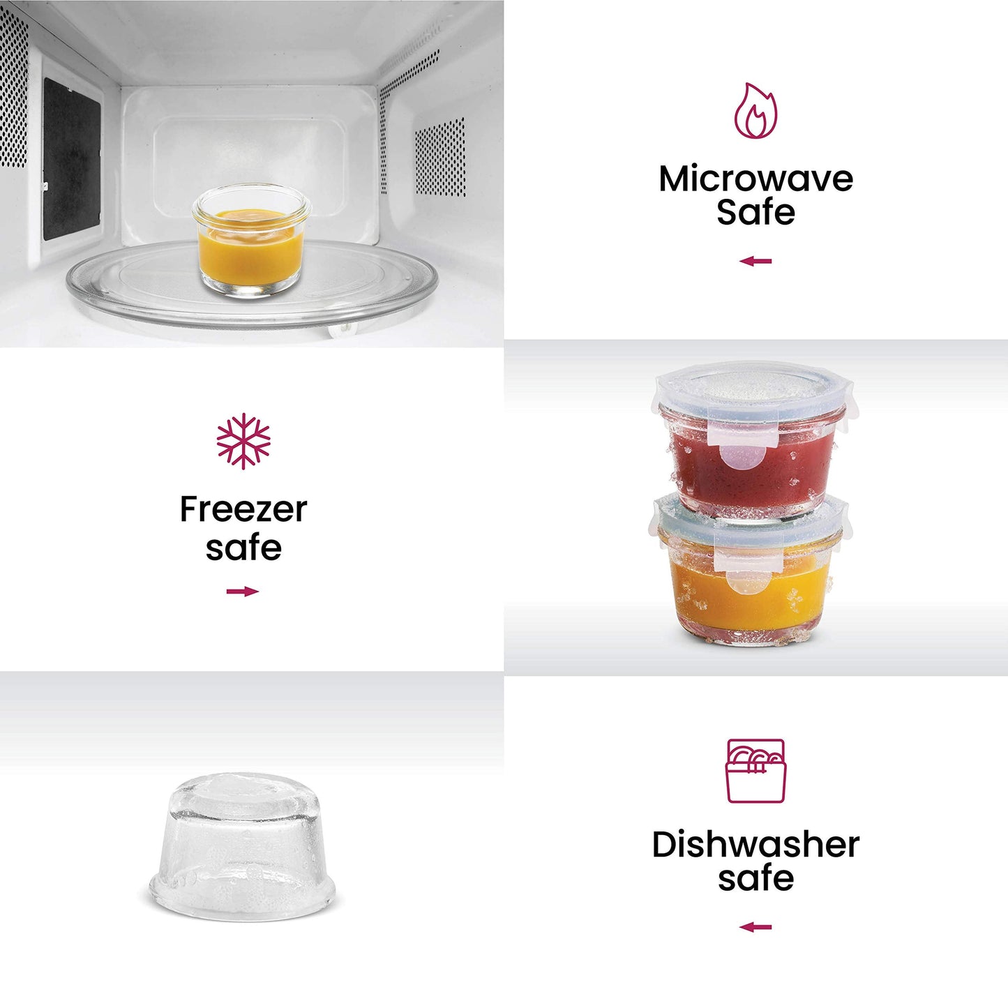 Recipientes de vidro para alimentos de 4 oz - conjunto de 6 peças 