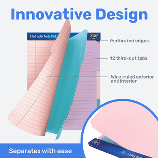 Bloco de notas para pasta de arquivo - Pacote com 12 