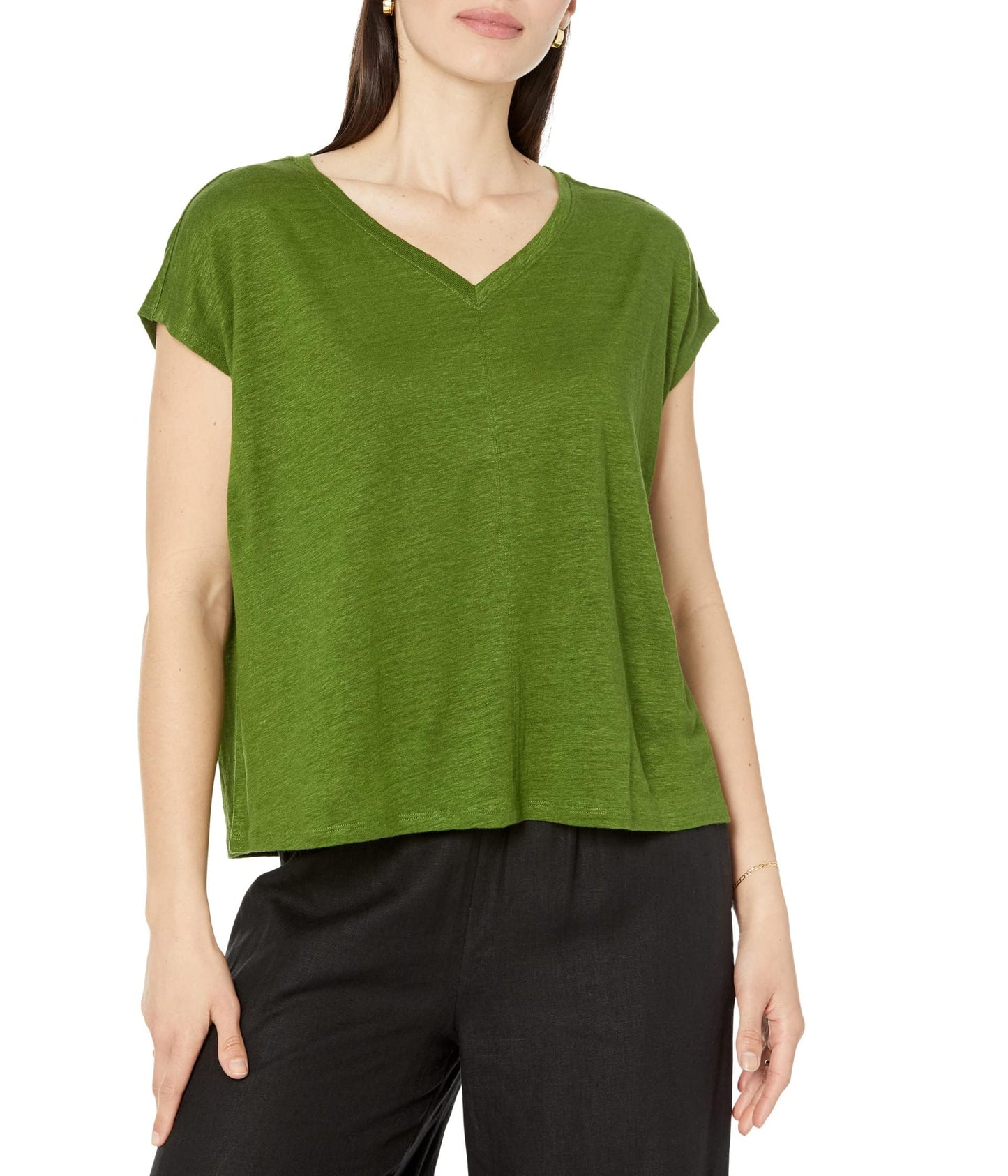 Eileen Fisher V-Neck Square Tee Field LG