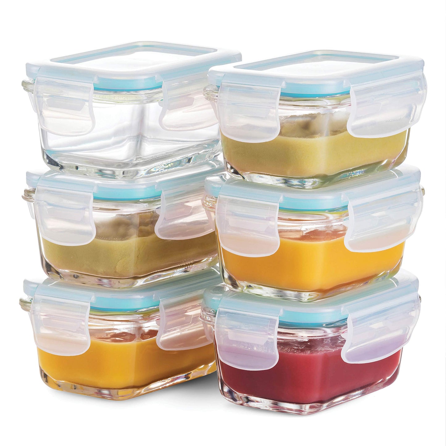 Recipientes de vidro para alimentos de 4 oz - conjunto de 6 peças 