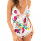 Reina Romper S/M White Floral Print Oh La La Cheri