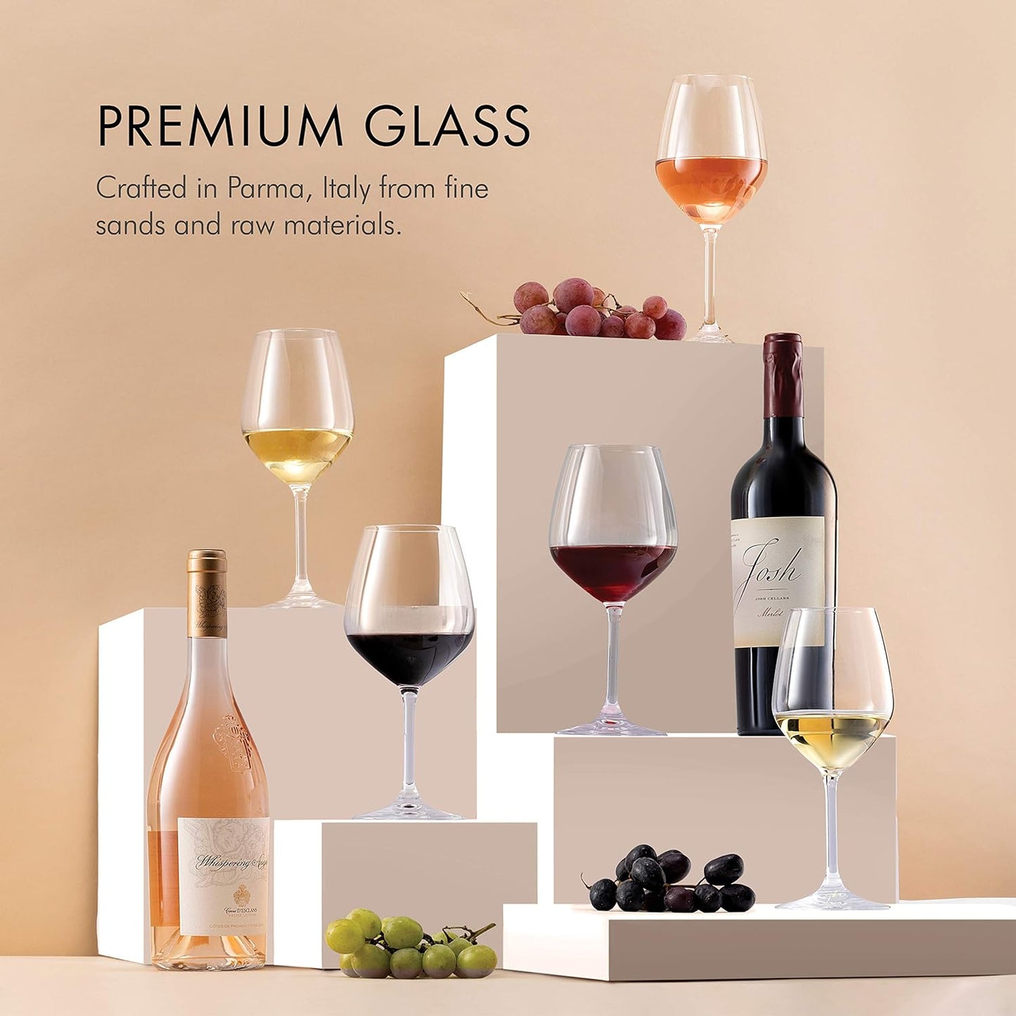 Taças de vinho tinto italiano - 18 onças - Taça de vinho transparente (conjunto de 4) 