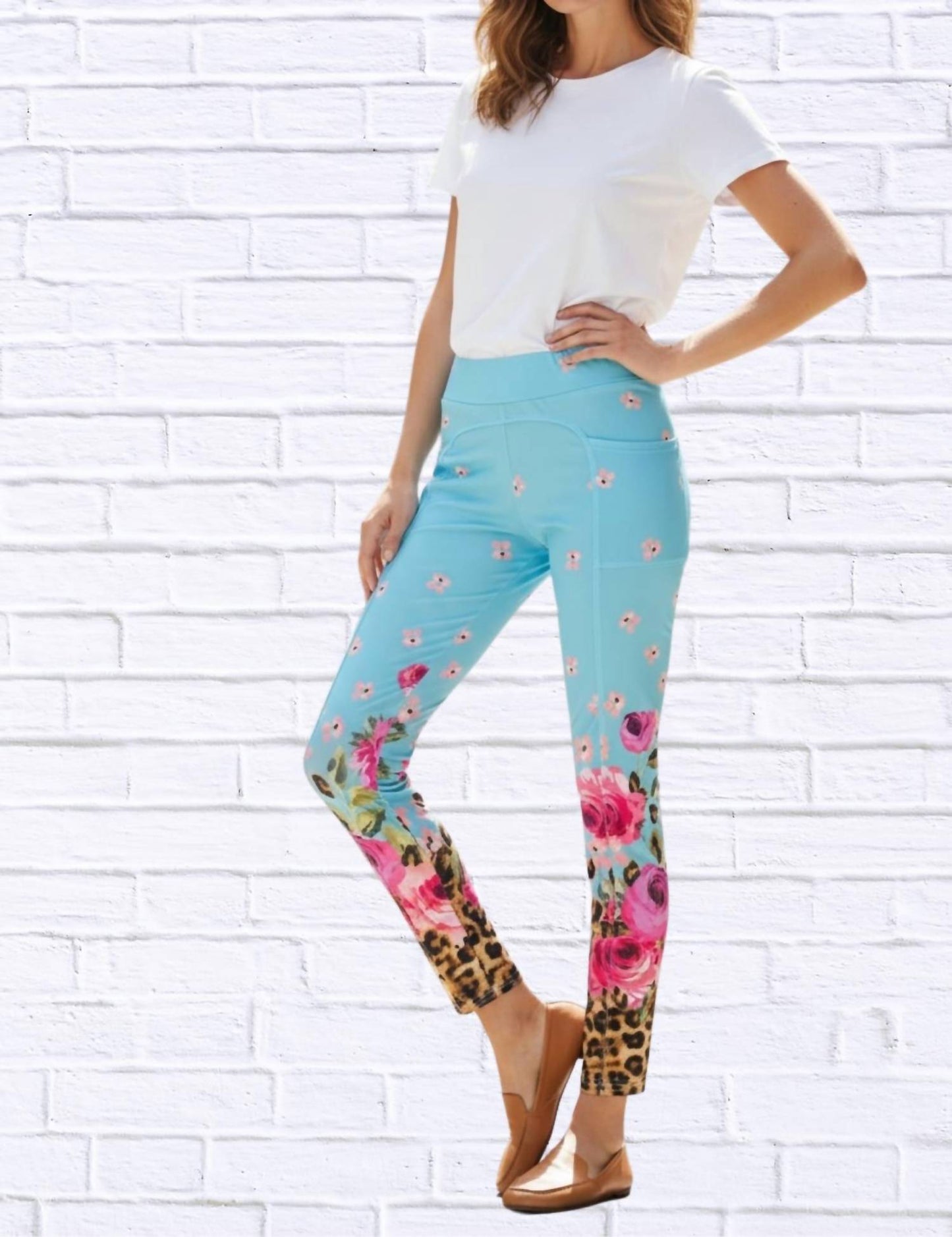 Calypso - Daniela Sienna Print Stretch Knit Leggings