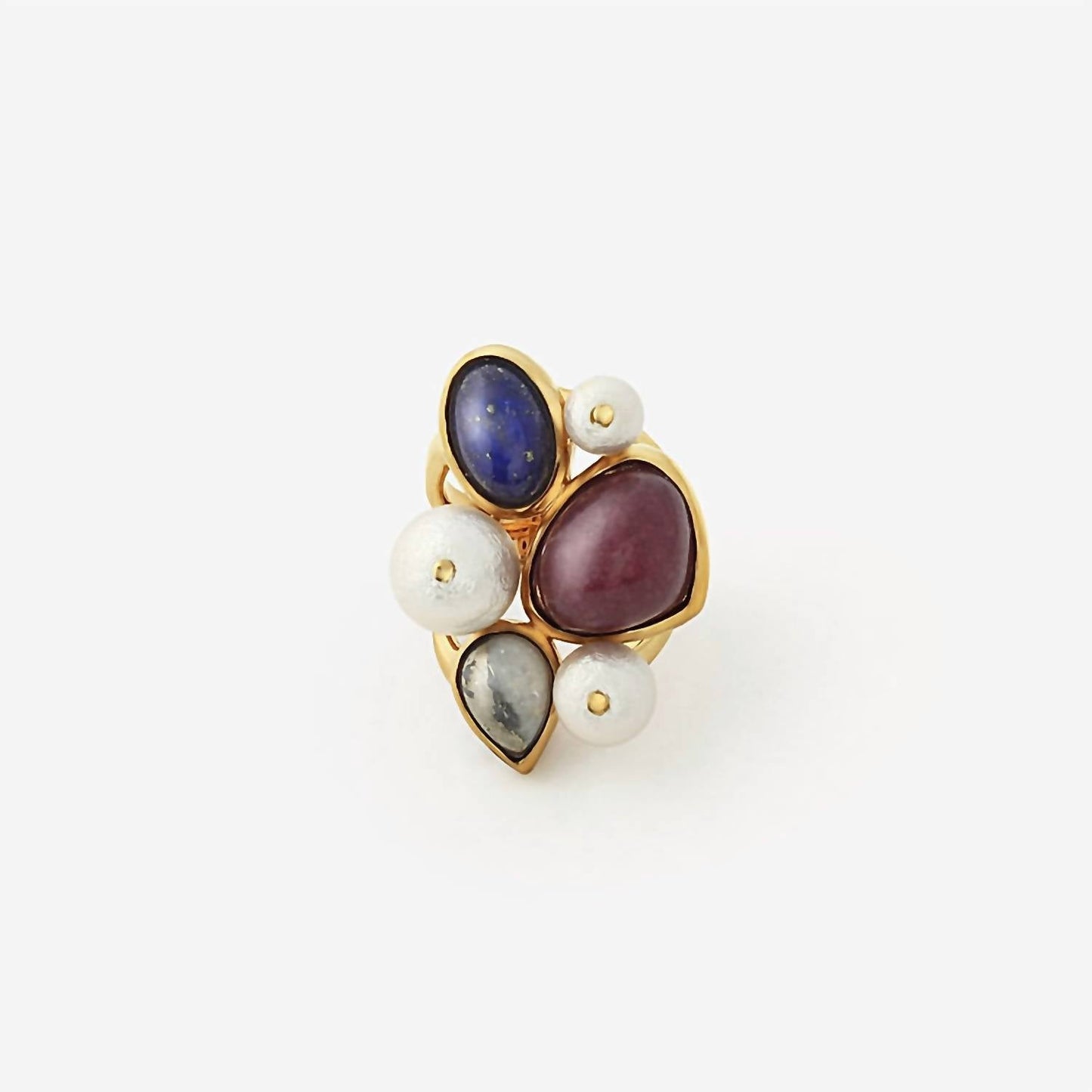 Avenue Chic - Women's Temple Muse Gemstone And Pearl Statement Ring
