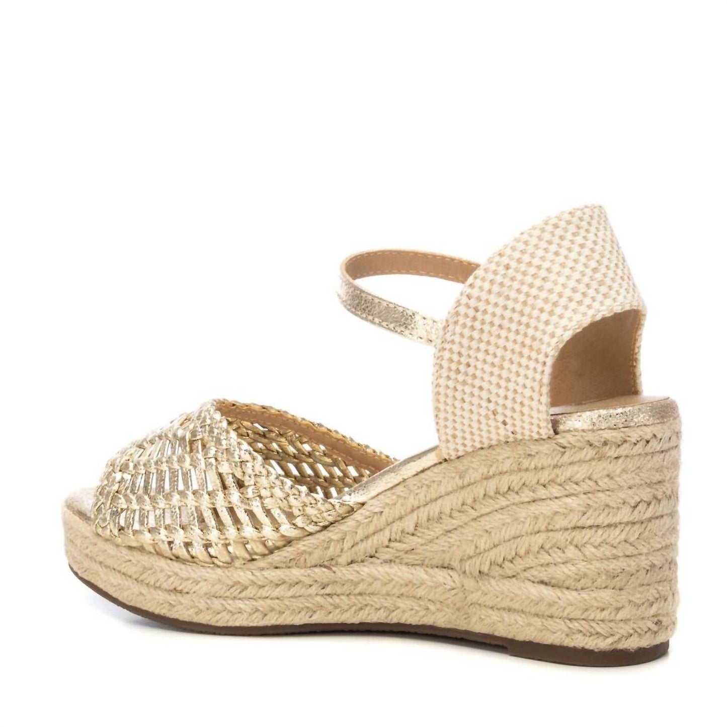 Xti - Women's Metallic Ankle Strap Wedge Sandals