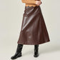 2.7 August Apparel - Faux Leather High Waisted Midi Skirt