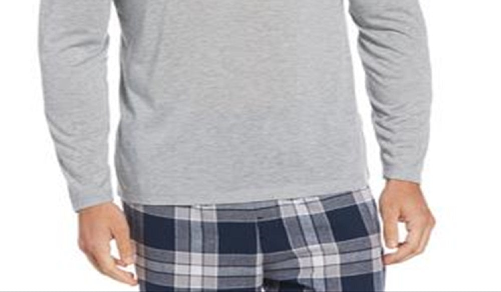 Camiseta de pijama masculina Perry Ellis de manga comprida, cinza, tamanho médio