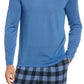 Camiseta de pijama masculina Perry Ellis de manga comprida, azul, tamanho médio