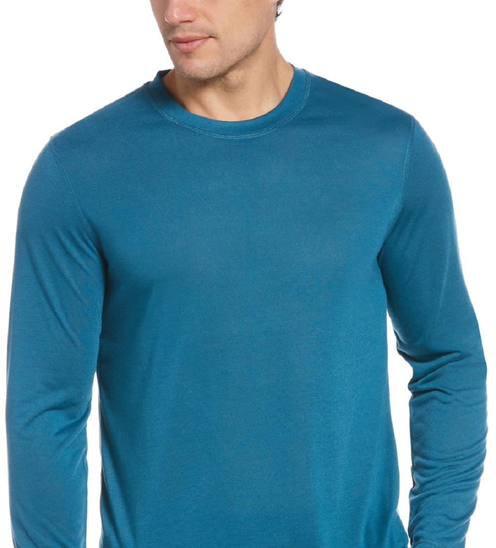 Camiseta de pijama de manga comprida Perry Ellis masculina, azul, tamanho pequeno