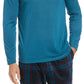 Camiseta de pijama de manga comprida Perry Ellis masculina, azul, tamanho pequeno