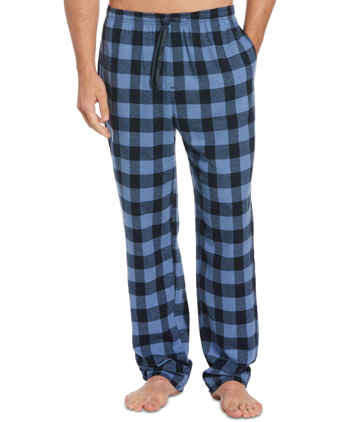 Calça de pijama de flanela masculina Perry Ellis, azul, tamanho médio