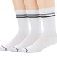 Perry Ellis Retro Stripe Crew, pacote com 3 meias masculinas, tamanho regular, brancas