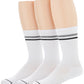 Perry Ellis Retro Stripe Crew, pacote com 3 meias masculinas, tamanho regular, brancas