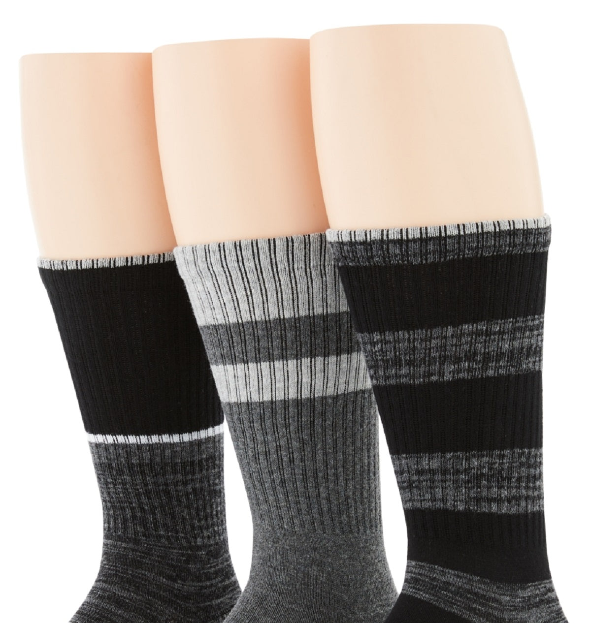 Perry Ellis Meias Masculinas Casuais Caneladas Pretas Tamanho Regular Pacote com 3