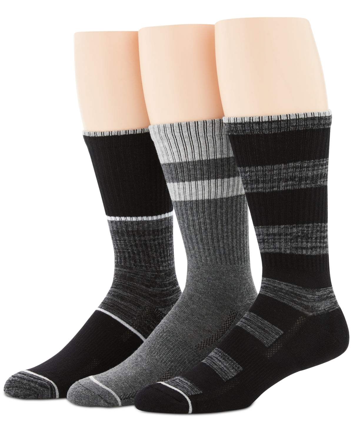 Perry Ellis Meias Masculinas Casuais Caneladas Pretas Tamanho Regular Pacote com 3